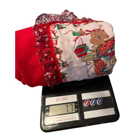 Vtg Christmas Teddy Bear Sleigh Cat Appliqué Red Graphic Holiday T Shirt 2XL - Picture 7 of 8